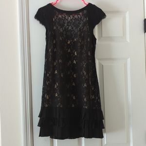Black Lace Cap Sleeve Dress